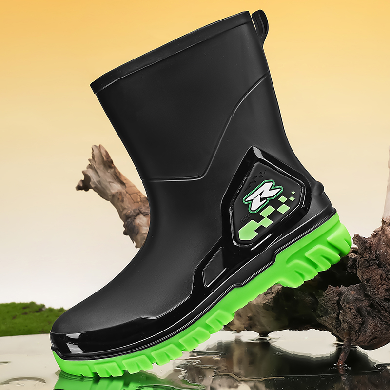 Fishing Boots - Herren High-Top Freizeit-Regenstiefel, wasserdicht, rutschfest, Angelstiefel,
