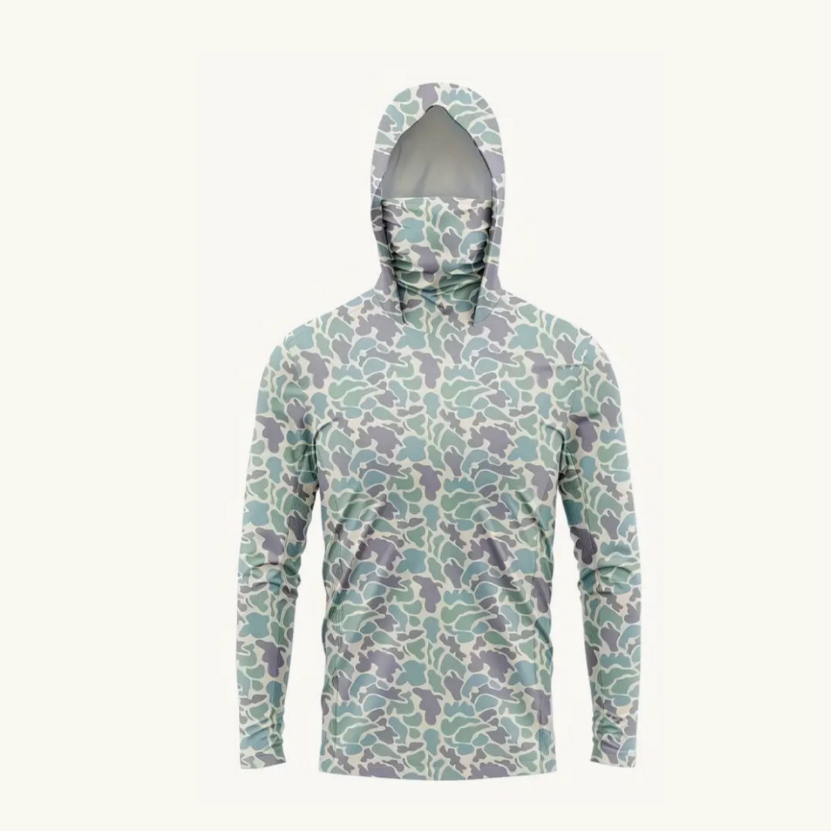 Fishing Shirt Uv Protection - Herren UPF50+ Sonnenschutz-Angelhoodie mit Gesichtsmaske, Tarnmuster,