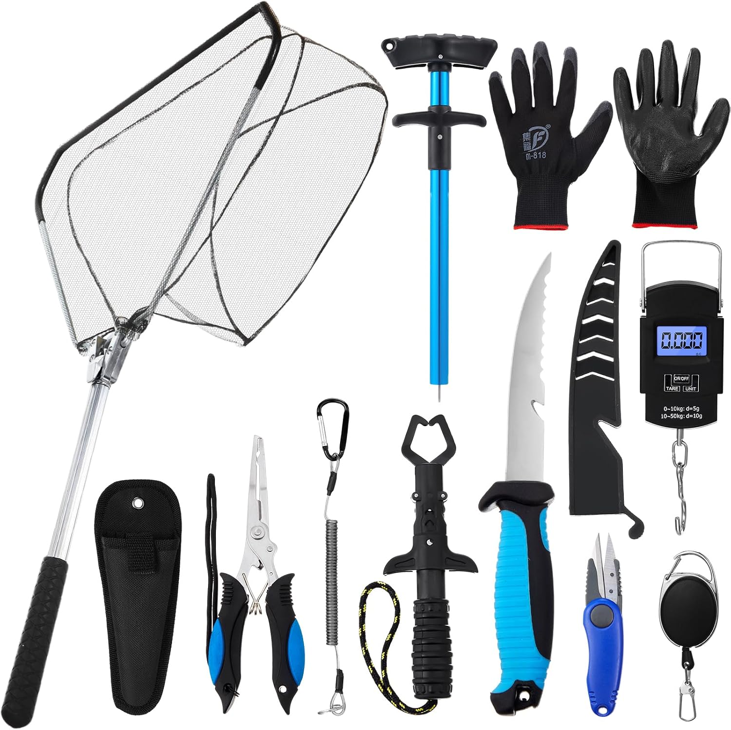Fishing Gloves - 10-teiliges Multifunktions-Angelwerkzeug-Set inklusive Angelzange mit Trageschlaufe