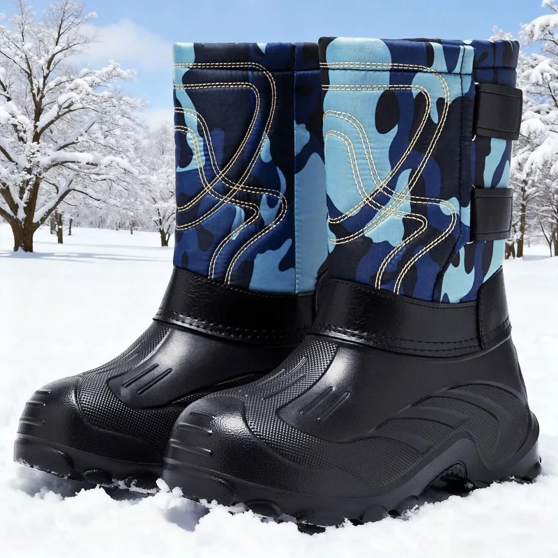 Fishing Boots - Herren Camo High-Top Winter-Schneestiefel aus Synthetikleder